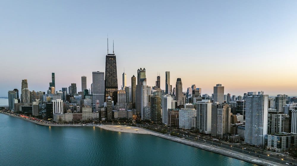 Chicago skyline along Lake Michigan
