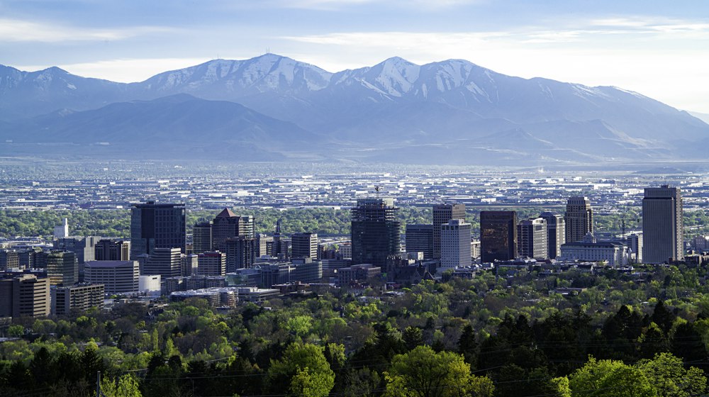 Salt Lake City skyline with the Wasatch Mountains
