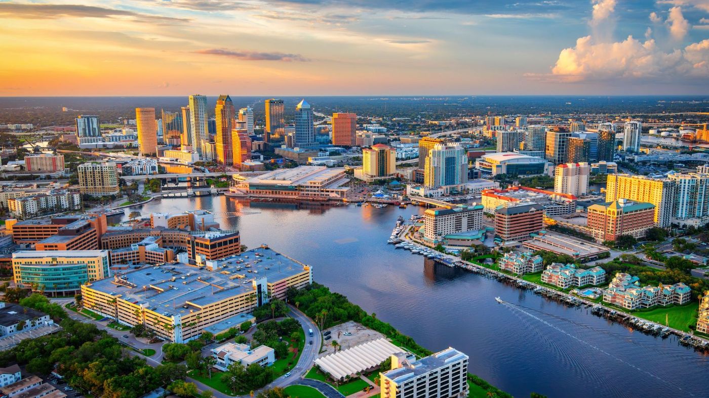 Downtown Tampa and the Hillsborough River at sunset